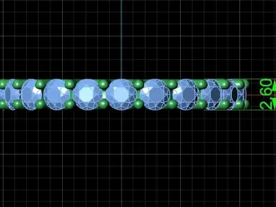 U Shaped Eternity Ring 2 point 6 mm stone size swiss 11 and EU51 3D print model
