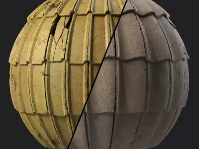 Roof Tile Materials 75- Damaged Concrete Roofing Sbsar Seamless Texture