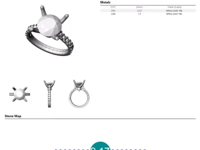 3ct round RBC diamond ring with small diamonds engagement ring 3D print model
