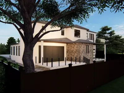 American House Traditional Residential Home 3D Model 3D model