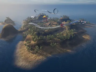 Modular Arcade Racing Track Low-poly 3D model