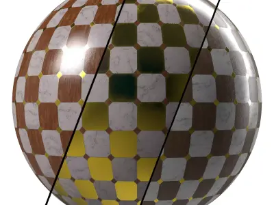 Marble Tile Materials 9- Mix by Wood and Metal TIle Pbr Seamless Low-poly 3D model