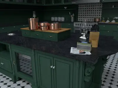 Luxury Victorian Style Apothecary Kitchen 3D model