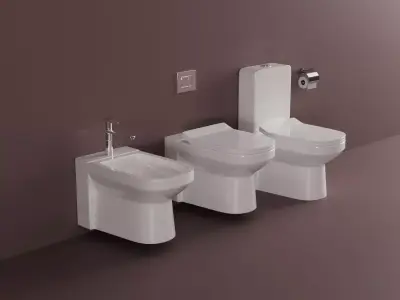 Toilet and Wall-Hung Toilet 3D Model 3D model
