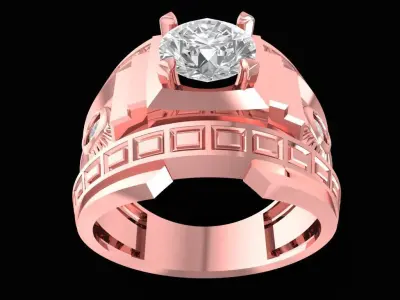 Luxury Geometric Men Ring with Round Diamond Center 2278 3D print model