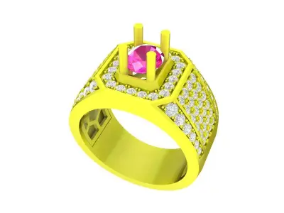 A7745 Korean Style Oval Diamond Men Ring 3D Model 3D print model
