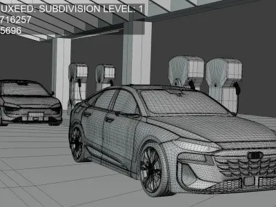 Charger with Audi Luxeed and Nio with caravan 3D model