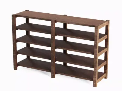 Long Pottery Shelf 04 Low-poly 3D model