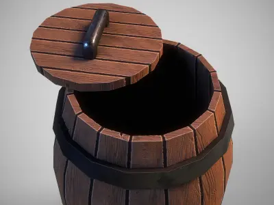 Stylized gameready empty barrel Low-poly 3D model