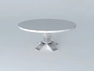 Decorated wooden dable Free 3D model