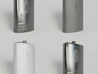 Flask Belt Steel Low-poly 3D model