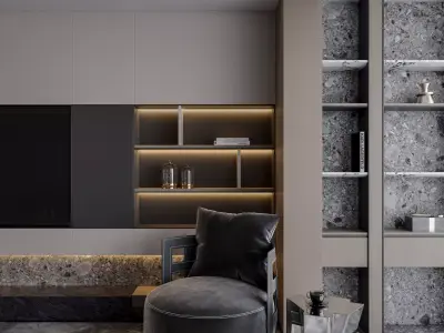 luxury living and dining room interior  3D model