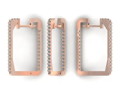 Square Earrings with Gems 24 mm   3D print model