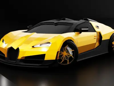 Baguette Voryen 2-33 Ultimate Super - Low Poly Generic Hyper Car Low-poly 3D model