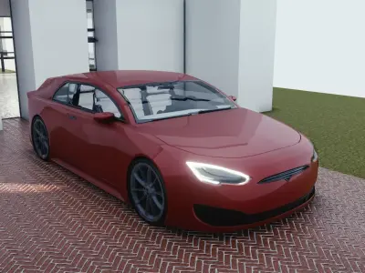 BLENDER EEVEE Brandless Small 2 door hatchback Low-poly 3D model