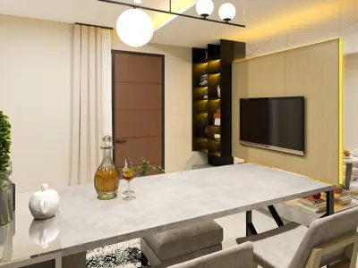 Full House Interior Design Low-poly 3D model