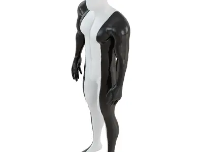 Male sports mannequin black with white color 115 3D model
