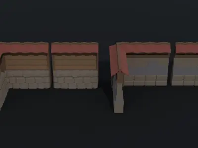 Cartoon fantasy asion fence Polygonal Style Low-poly 3D model