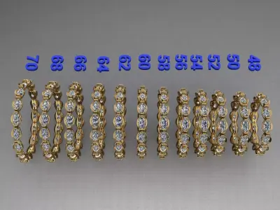 Luxury Marquise Eternity Engagement Ring 3D Print Size EU 48TO70 3D print model