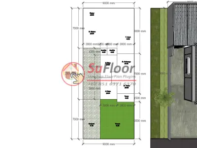 House 9x23m code 451- Sketchup 3D model 3D model 3D model