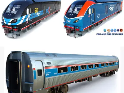 ALC 42 and Amfleet I Coach class car 3D Model Pack