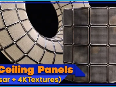 6 Ceiling Panels SBSAR - 4K Textures 3D model