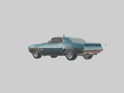 Retro Muscle Car with Modern Tires model Low-poly 3D model