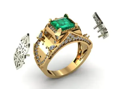 Luxury Ornate Gemstone Ring - High Detail 3D Model 3D print model