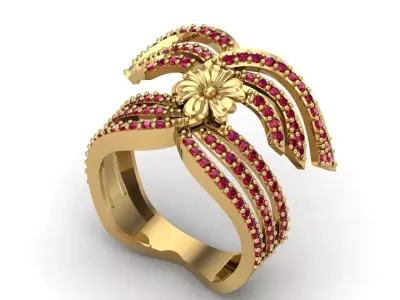 Womens Rings With Stone Ring Ready STL 3DM Models Rings women 3D print model 23