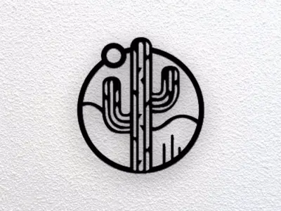 Cactus Wall Art 3D print model 2