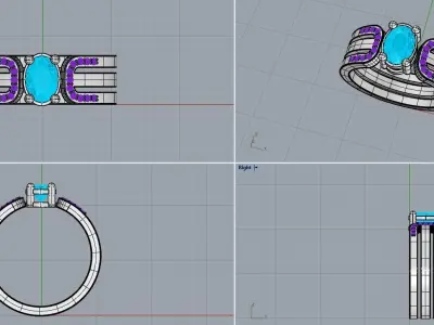ring with gems Free 3D print model