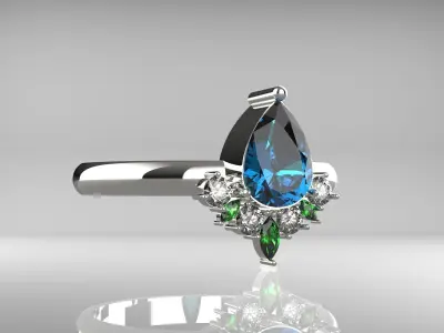 luxury mix stone ring 3D print model