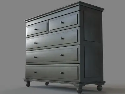 Annecy Metal-Wrapped 5-Drawer Dresser Zinc 3D model