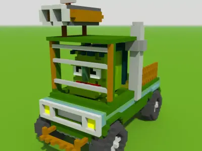 Zombie Truck and Zombie Character for Apocalyptic Game Low-poly 3D model