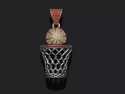 basketball pendant with gems 3D print model
