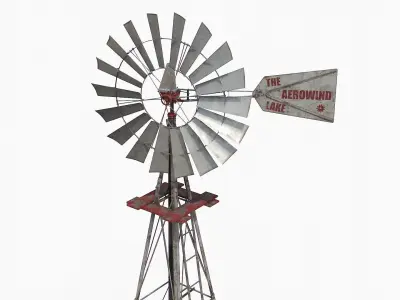 Old Windmill With Water Pump Low-poly 3D model