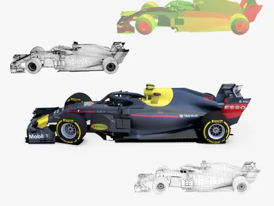 Formula 2018 car Low-poly 3D model