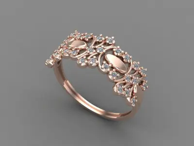 Women Ring Diamond Stone STL 3DM Lightweight Printable 3D print model 65