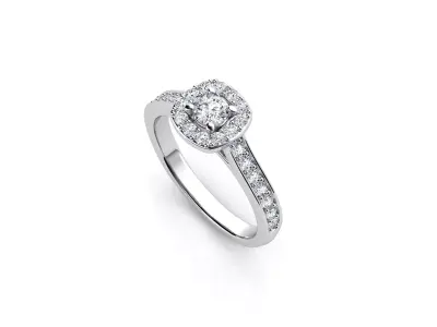 ZDR082 halo diamond engagement ring 3D print model