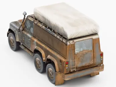 old Off-road 6x6 SUV 3d model Low-poly 3D model