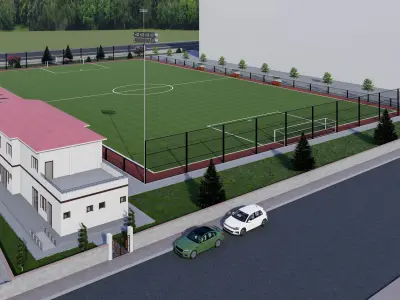 Stadium Sports facility Football training pitch  3D model