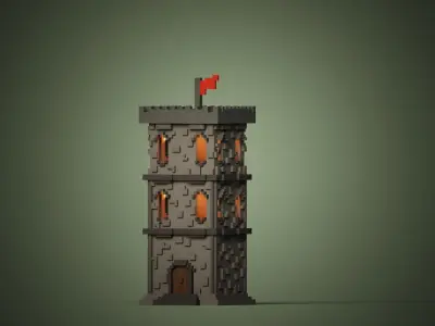 WatchTower lego tower Low-poly 3D model