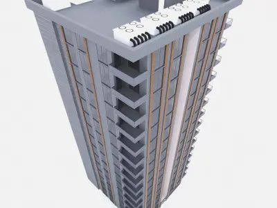 building 01 with interior Low-poly 3D model