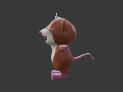 Stylish Low Poly Cartoon Mouse 3D Model Low-poly 3D model