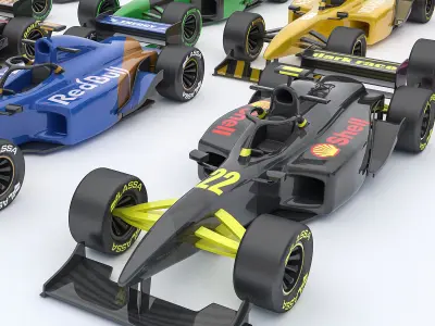 formula car collection 3D model Low-poly 3D model