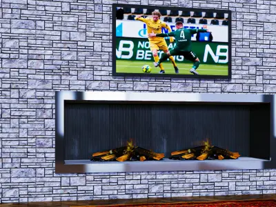 Fireplace with Stone Wall  Free 3D model