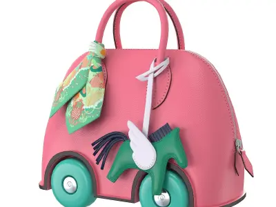 Hermes Mini Bolide Bag On Wheels Pink Low-poly 3D model