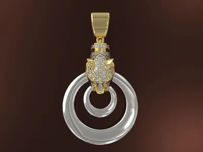 Pendant with puma head 3D print model