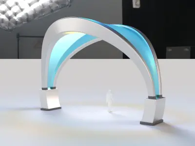 Shade Structure Architectural Structure with Grass and Steel 3D model