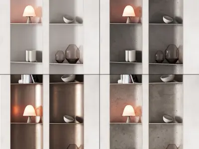 415 bookcase and rack 08 halfround semicircle modular shelfs 01 3D model